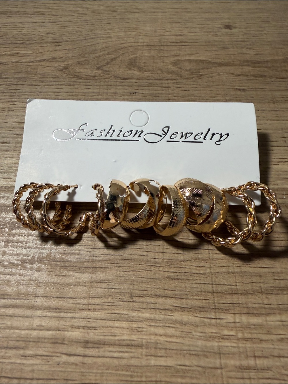 Fashion Jewelry 6 Pairs Gold-Tone Mixed Hoop & Textured Earrings Set